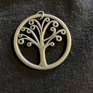 Circular Tree of Life Pendant - Silver Finish